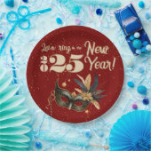 新年を祝おうパーティーグラマラス赤 ペーパープレート (パーティー)