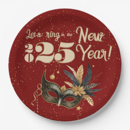 新年を祝おうパーティーグラマラス赤 ペーパープレート