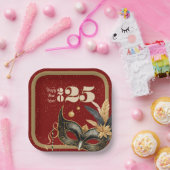 新年を祝おうパーティーグラマラス赤 ペーパープレート (パーティー)