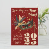 新年を祝おうパーティーグラマラス赤 招待状 (スタンド正面)