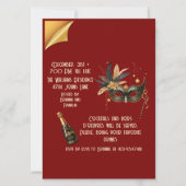 新年を祝おうパーティーグラマラス赤 招待状 (裏面)