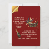 新年を祝おうパーティーグラマラス赤 招待状 (裏面)