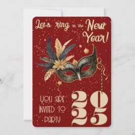 新年を祝おうパーティーグラマラス赤 招待状