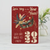 新年を祝おうパーティーグラマラス赤 招待状 (スタンド正面)