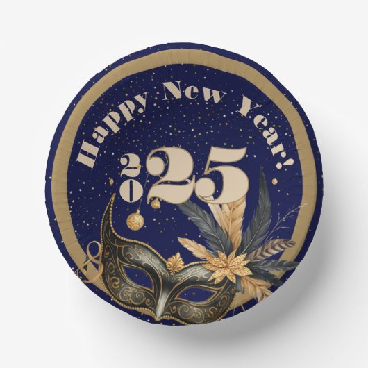 新年を祝おうパーティーグラマラス青 ペーパーボウル (正面)