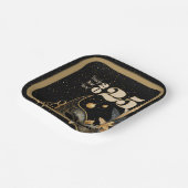 新年を祝おうパーティーグラマラス黒 ペーパープレート (傾斜あり)