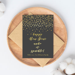 新年を輝かせよう！ ゴールドスパークル ポストカード