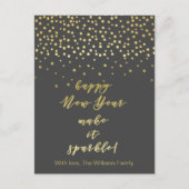 新年を輝かせよう！ ゴールドスパークル ポストカード (正面)