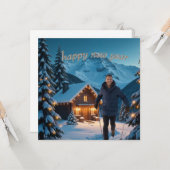 新年を迎えての温かい歓迎です カード (正面/裏面インサイチュ)