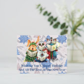 新年を迎えて楽しいクリスマスを迎えなさい ポストカード (スタンド正面)