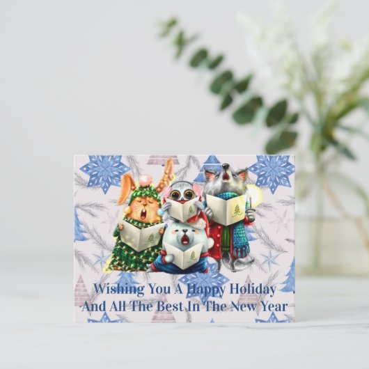 新年を迎えて楽しいクリスマスを迎えなさい ポストカード (スタンド正面)