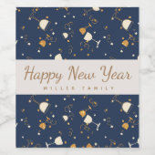 新年を迎えるきらめくワイングラス金ゴールドとナビ ワインラベル (シングルラベル)