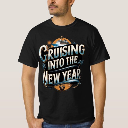 新年を迎えるクルーズ船 Tシャツ (正面)