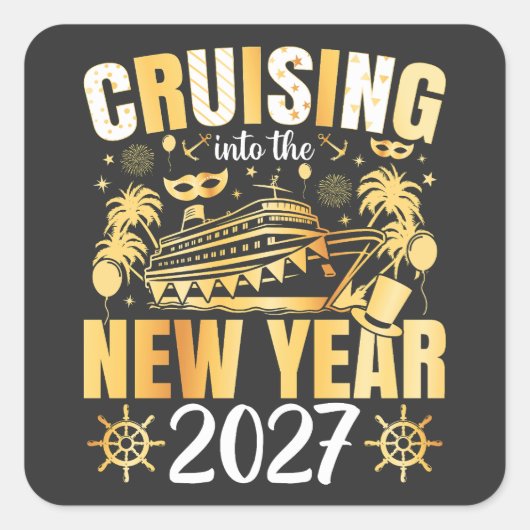 新年を迎えるクルーズ 2027 スクエアシール (正面)