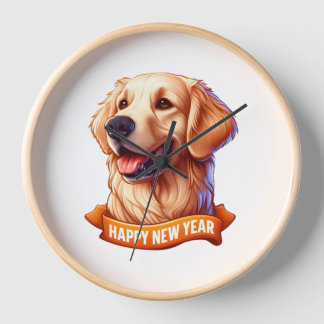 新年を迎えるゴールデン・グリン舌！クラス 壁時計