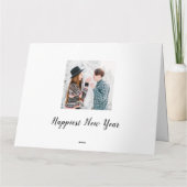 新年を迎えるモダンシックな数々の写真新年 カード (裏面)