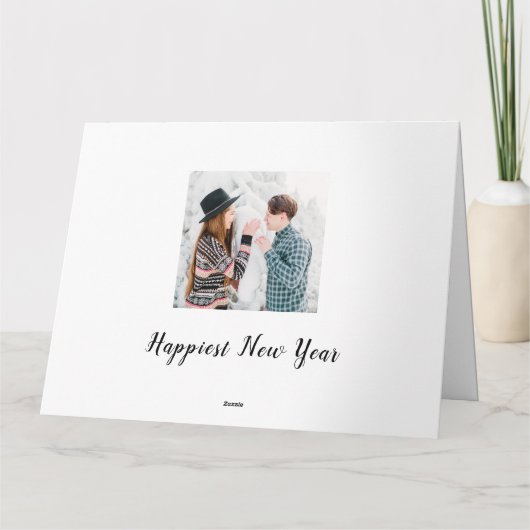 新年を迎えるモダンシックな数々の写真新年 カード (裏面)
