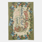 新年を迎えるヴィンテージ キッチンタオル (縦)