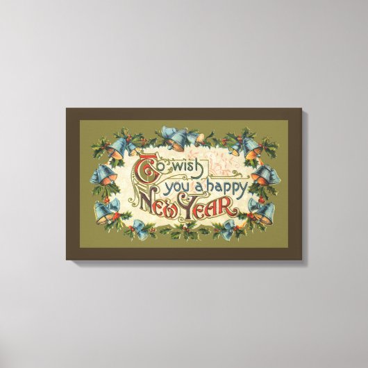 新年を迎えるヴィンテージ キャンバスプリント (正面)