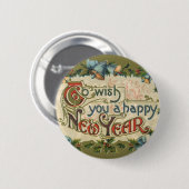 新年を迎えるヴィンテージ 缶バッジ (正面&裏面)