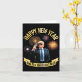 新年を迎える切り株素晴らし カード (黄色い花)