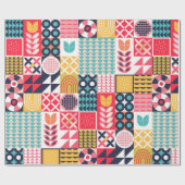 新年を迎える幾何学模様はっきりした ラッピングペーパー (フラット)