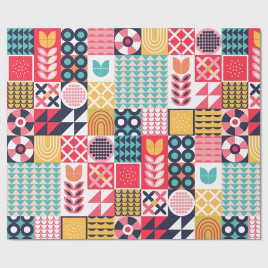 新年を迎える幾何学模様はっきりした ラッピングペーパー (フラット)