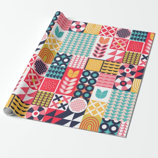 新年を迎える幾何学模様はっきりした ラッピングペーパー (アンロールド)