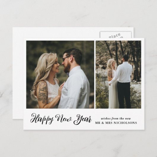 新年を迎える新結婚連の写真 シーズンポストカード (正面/裏面)