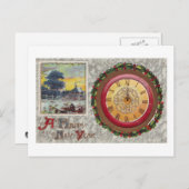 新年を迎える明るい時計 シーズンポストカード (正面/裏面)