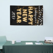 新年を迎える金ゴールドブラックライト 横断幕 (トレードショー)