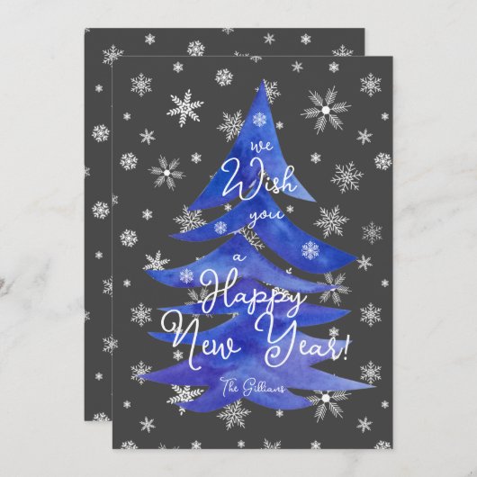 新年を迎える青い木 シーズンカード (正面/裏面)