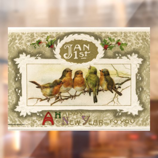 新年を迎える鳥の窓が閉まる ウィンドウサイン (シート2)