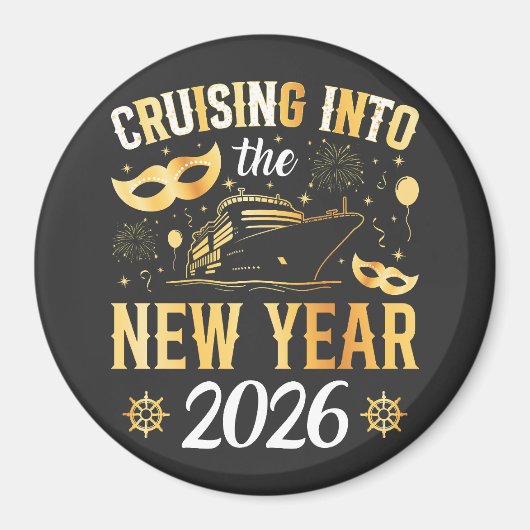 新年を迎える2026年 サークルデザイン マグネット (正面)