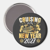 新年を迎える2027年の円形デザイン マグネット (正面/裏面)