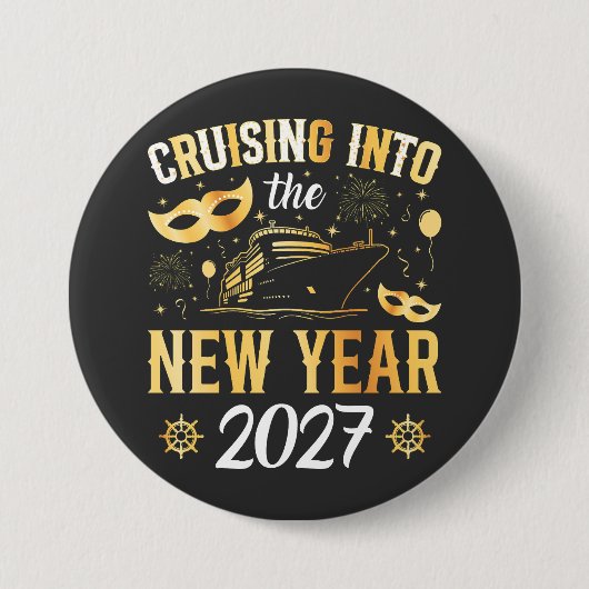 新年を迎える2027年ラウンド 缶バッジ (正面)