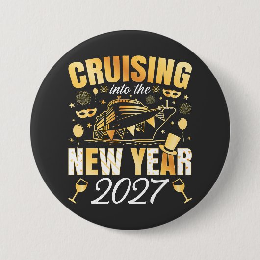 新年を迎える2027年ラウンド 缶バッジ (正面)