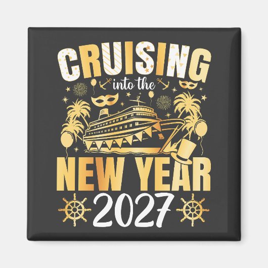 新年を迎える2027 スクエア マグネット (正面)