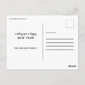 新年を迎えモダンる赤い白ストライプい写真 ポストカード (裏面)