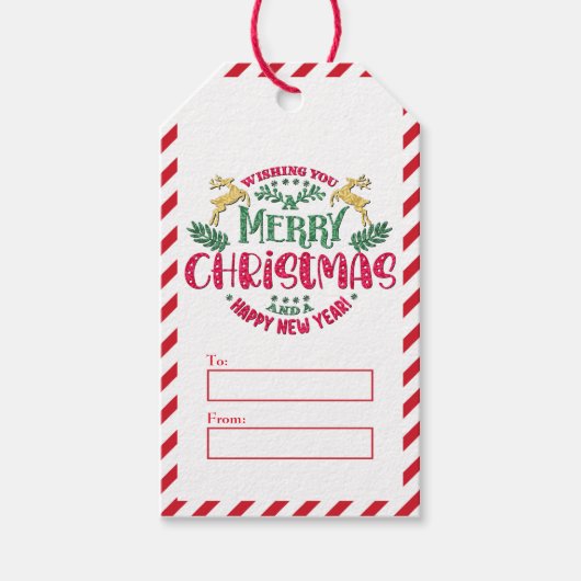 新年を迎え、クリスマスをお祝い ギフトタグ (正面)