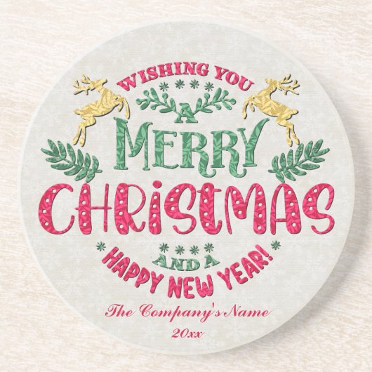 新年を迎え、クリスマスをお祝い コースター (正面)