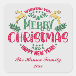 新年を迎え、クリスマスをお祝い スクエアシール