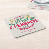 新年を迎え、クリスマスをお祝い スクエアペーパーコースター (アングル)