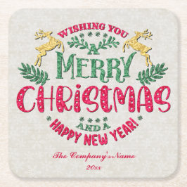 新年を迎え、クリスマスをお祝い スクエアペーパーコースター