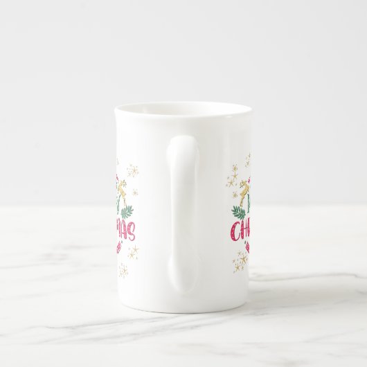 新年を迎え、クリスマスをお祝い ボーンチャイナマグカップ (裏面)