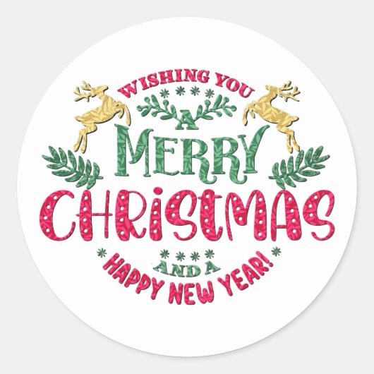 新年を迎え、クリスマスをお祝い ラウンドシール (正面)