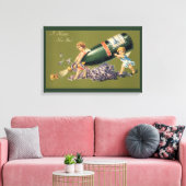 新年を迎え、シャンパンとヴィンテージ天使 キャンバスプリント (インサイチュ (リビング))