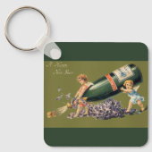 新年を迎え、シャンパンとヴィンテージ天使 キーホルダー (正面)