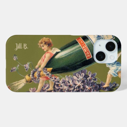 新年を迎え、シャンパンとヴィンテージ天使 Case-Mate iPhoneケース (裏面 (横))