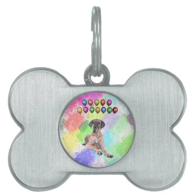 新年を願う大きなダン犬|過去記事 ペットネームタグ (正面)